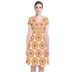 Pattern Shape Design Art Drawing Short Sleeve Front Wrap Dress