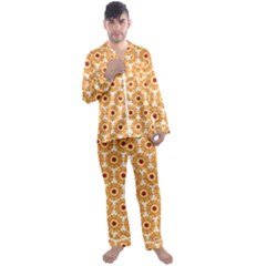 Pattern Shape Design Art Drawing Men s Long Sleeve Satin Pajamas Set