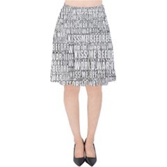 Kiss Me Before World War 3 Typographic Motif Pattern Velvet High Waist Skirt by dflcprintsclothing