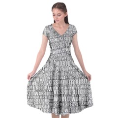 Kiss Me Before World War 3 Typographic Motif Pattern Cap Sleeve Wrap Front Dress by dflcprintsclothing