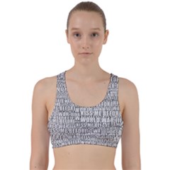 Kiss Me Before World War 3 Typographic Motif Pattern Back Weave Sports Bra