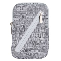 Kiss Me Before World War 3 Typographic Motif Pattern Belt Pouch Bag (large)