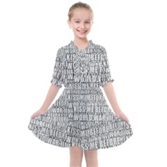 Kiss Me Before World War 3 Typographic Motif Pattern Kids  All Frills Chiffon Dress by dflcprintsclothing