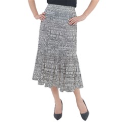 Kiss Me Before World War 3 Typographic Motif Pattern Midi Mermaid Skirt