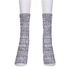 Kiss Me Before World War 3 Typographic Motif Pattern Crew Socks