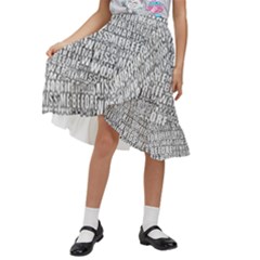 Kiss Me Before World War 3 Typographic Motif Pattern Kids  Ruffle Flared Wrap Midi Skirt