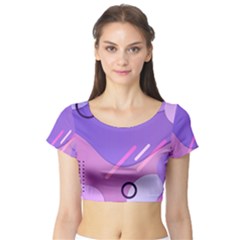 Colorful Labstract Wallpaper Theme Short Sleeve Crop Top