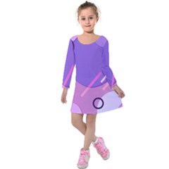 Colorful Labstract Wallpaper Theme Kids  Long Sleeve Velvet Dress