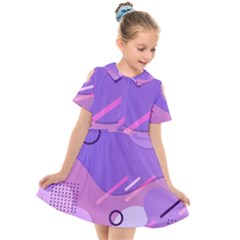 Colorful Labstract Wallpaper Theme Kids  Short Sleeve Shirt Dress