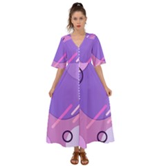 Colorful Labstract Wallpaper Theme Kimono Sleeve Boho Dress by Apen