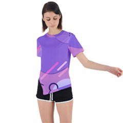 Colorful Labstract Wallpaper Theme Asymmetrical Short Sleeve Sports T-shirt