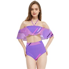 Colorful Labstract Wallpaper Theme Halter Flowy Bikini Set  by Apen