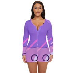 Colorful Labstract Wallpaper Theme Long Sleeve Boyleg Swimsuit