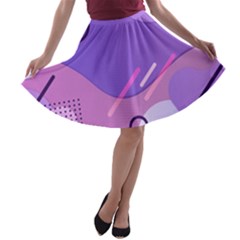 Colorful Labstract Wallpaper Theme A-line Skater Skirt