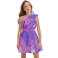 Colorful Labstract Wallpaper Theme Kids  One Shoulder Party Dress
