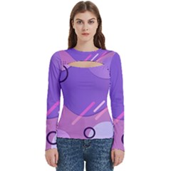Colorful Labstract Wallpaper Theme Women s Cut Out Long Sleeve T-shirt
