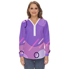 Colorful Labstract Wallpaper Theme Zip Up Long Sleeve Blouse