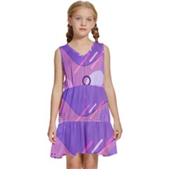 Colorful Labstract Wallpaper Theme Kids  Sleeveless Tiered Mini Dress