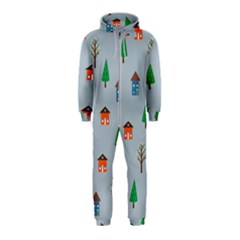 House Trees Pattern Background Hooded Jumpsuit (kids)