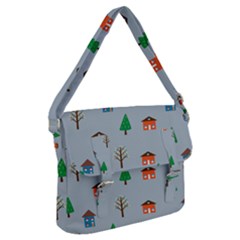 House Trees Pattern Background Buckle Messenger Bag