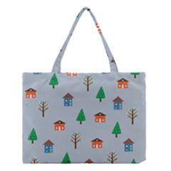 House Trees Pattern Background Medium Tote Bag