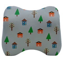 House Trees Pattern Background Velour Head Support Cushion