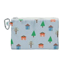 House Trees Pattern Background Canvas Cosmetic Bag (medium)