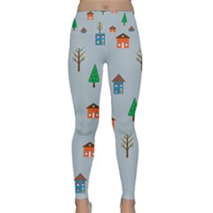 House Trees Pattern Background Lightweight Velour Classic Yoga Leggings