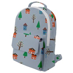 House Trees Pattern Background Flap Pocket Backpack (small)