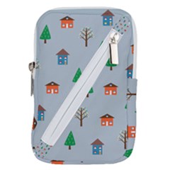 House Trees Pattern Background Belt Pouch Bag (small)