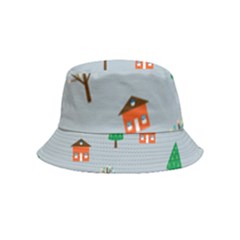 House Trees Pattern Background Inside Out Bucket Hat (kids)