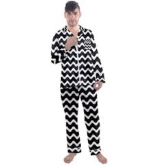 Wave Pattern Wavy Halftone Men s Long Sleeve Satin Pajamas Set