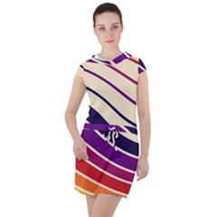 Angles Design Pattern Retro Drawstring Hooded Dress