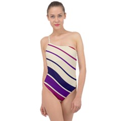 Angles Design Pattern Retro Classic One Shoulder Swimsuit by Maspions