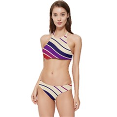 Angles Design Pattern Retro Banded Triangle Bikini Set