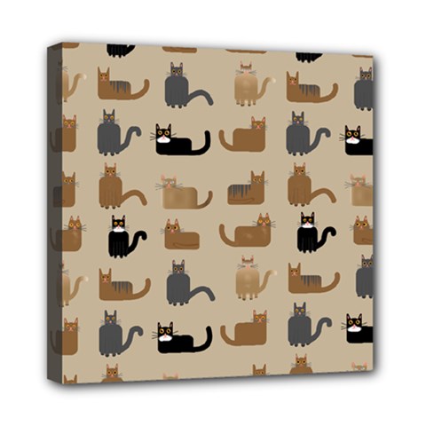 Cat Pattern Texture Animal Mini Canvas 8  X 8  (stretched)