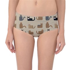 Cat Pattern Texture Animal Mid-waist Bikini Bottoms by Maspions