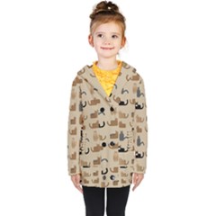 Cat Pattern Texture Animal Kids  Double Breasted Button Coat