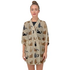 Cat Pattern Texture Animal Half Sleeve Chiffon Kimono