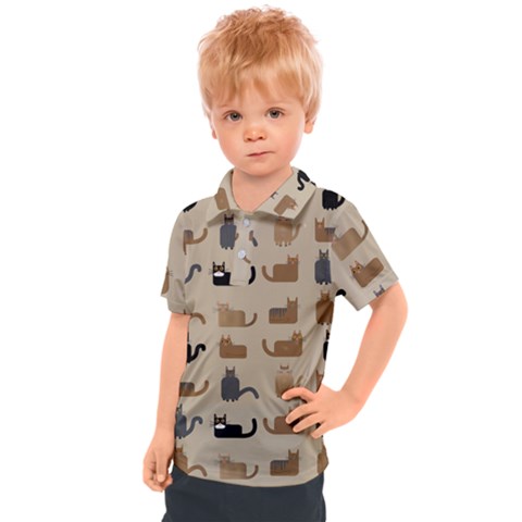 Cat Pattern Texture Animal Kids  Polo T-shirt by Maspions