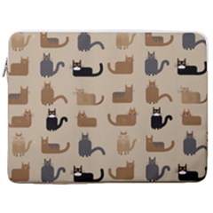 Cat Pattern Texture Animal 17  Vertical Laptop Sleeve Case With Pocket