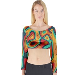 Paper Cut Abstract Pattern Long Sleeve Crop Top