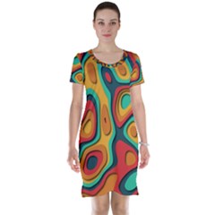 Paper Cut Abstract Pattern Short Sleeve Nightdress