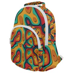 Paper Cut Abstract Pattern Rounded Multi Pocket Backpack by Maspions