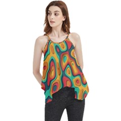 Paper Cut Abstract Pattern Flowy Camisole Tank Top by Maspions