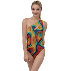 Paper Cut Abstract Pattern To One Side Swimsuit by Maspions