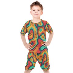 Paper Cut Abstract Pattern Kids  T-shirt And Shorts Set