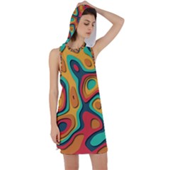 Paper Cut Abstract Pattern Racer Back Hoodie Dress