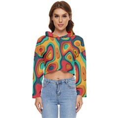 Paper Cut Abstract Pattern Women s Lightweight Cropped Hoodie