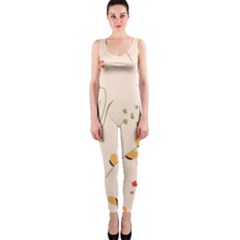 Spring Art Floral Pattern Design One Piece Catsuit